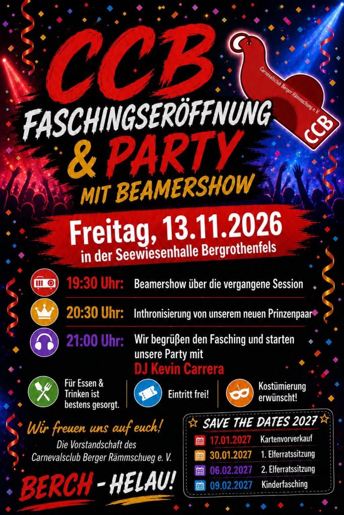 Faschingseröffnung am 13.11.2026 in der Seewiesenhalle @ Seewiesenhalle